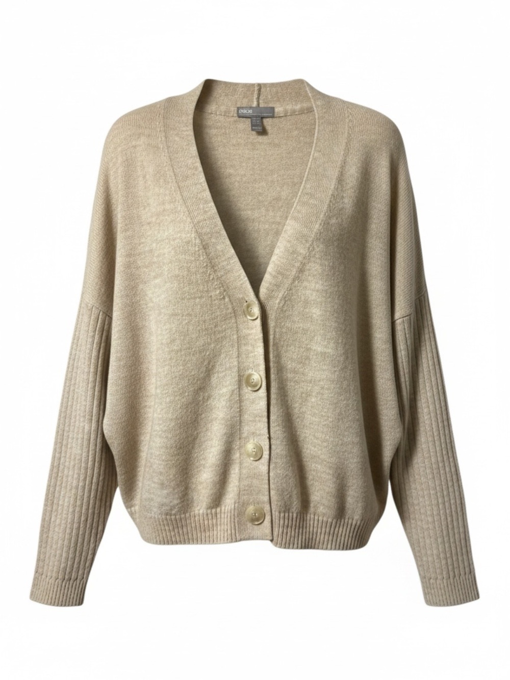 ASOS Button Up Cardigan Women’s Size 14 Oatmeal Cream Beige V Neck